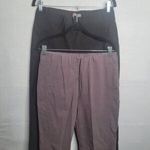 2 Stehmann Pants Women's 8 31 x 30 in Black Brown Straight Leg Casual Stretch